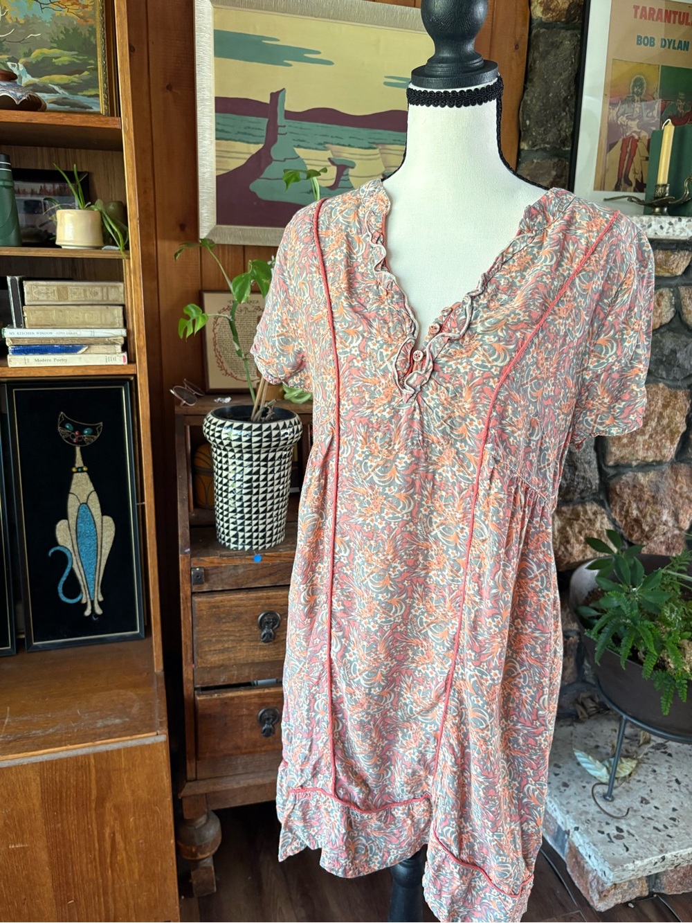 Y2K VTG April Cornell Floral CottageCore Mini Dress M